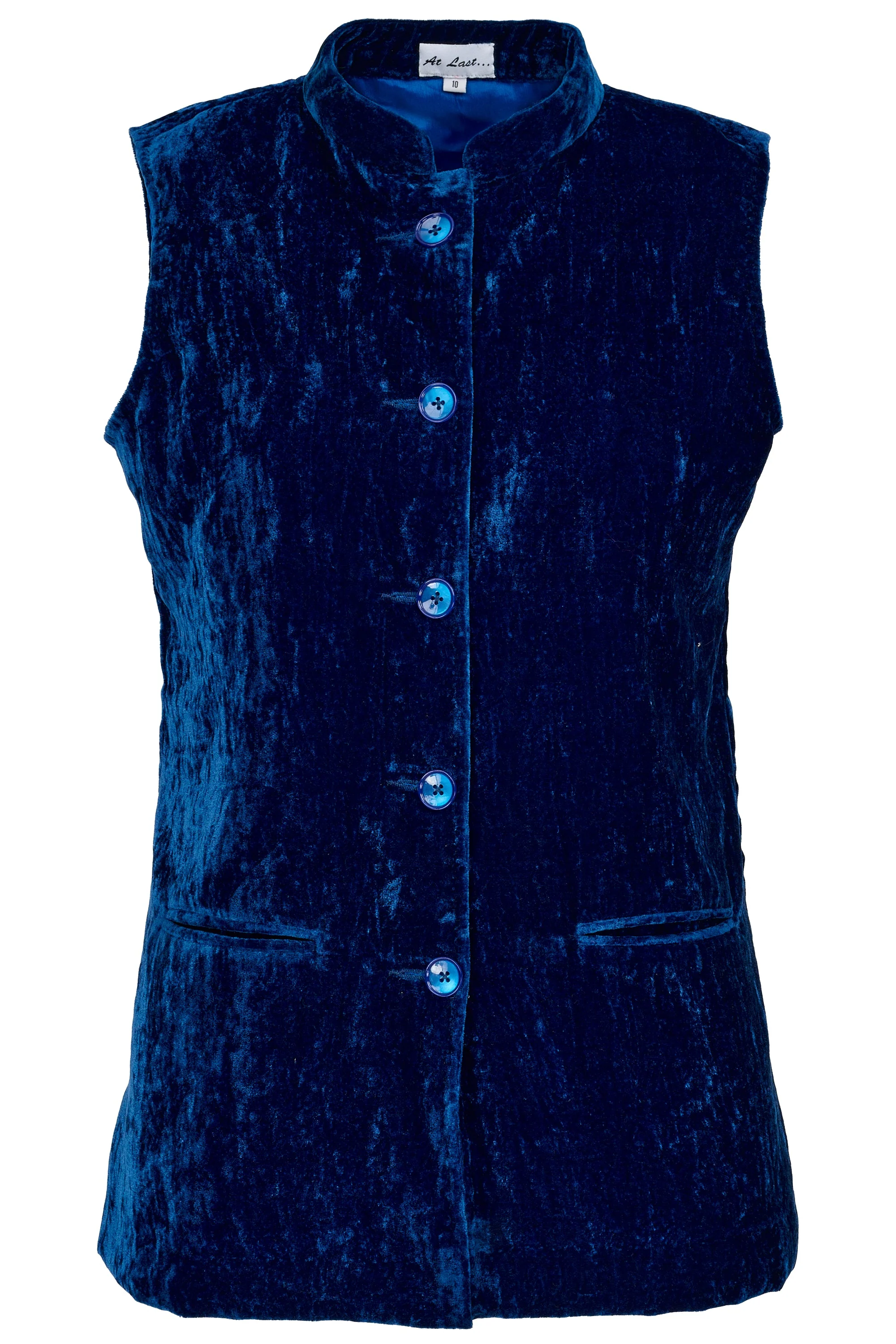 Short Silk Velvet Waistcoat In Sapphire Blue - Image 3