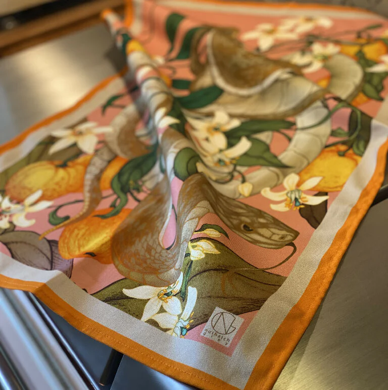 Sicilian Snake Organic Cotton Tea Towel — Made in the UK - Image 2