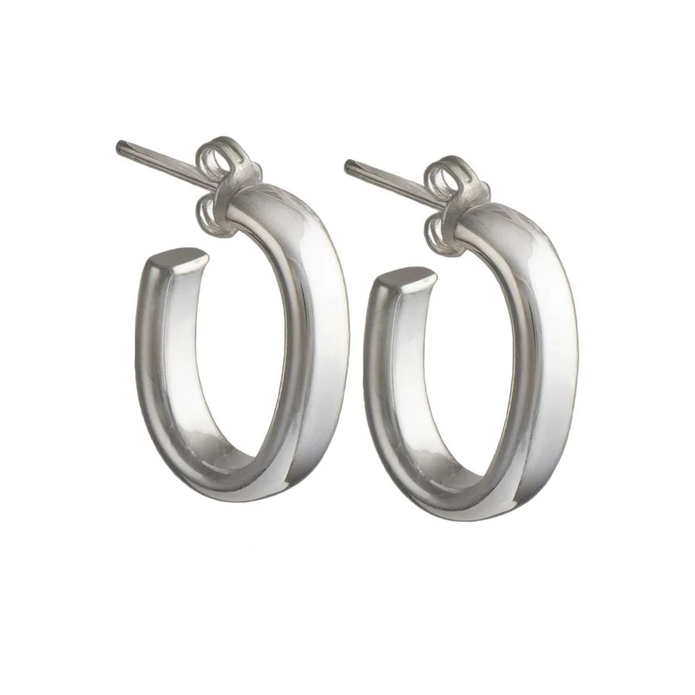 Silver Earrings - Oval Hoops - Image 2