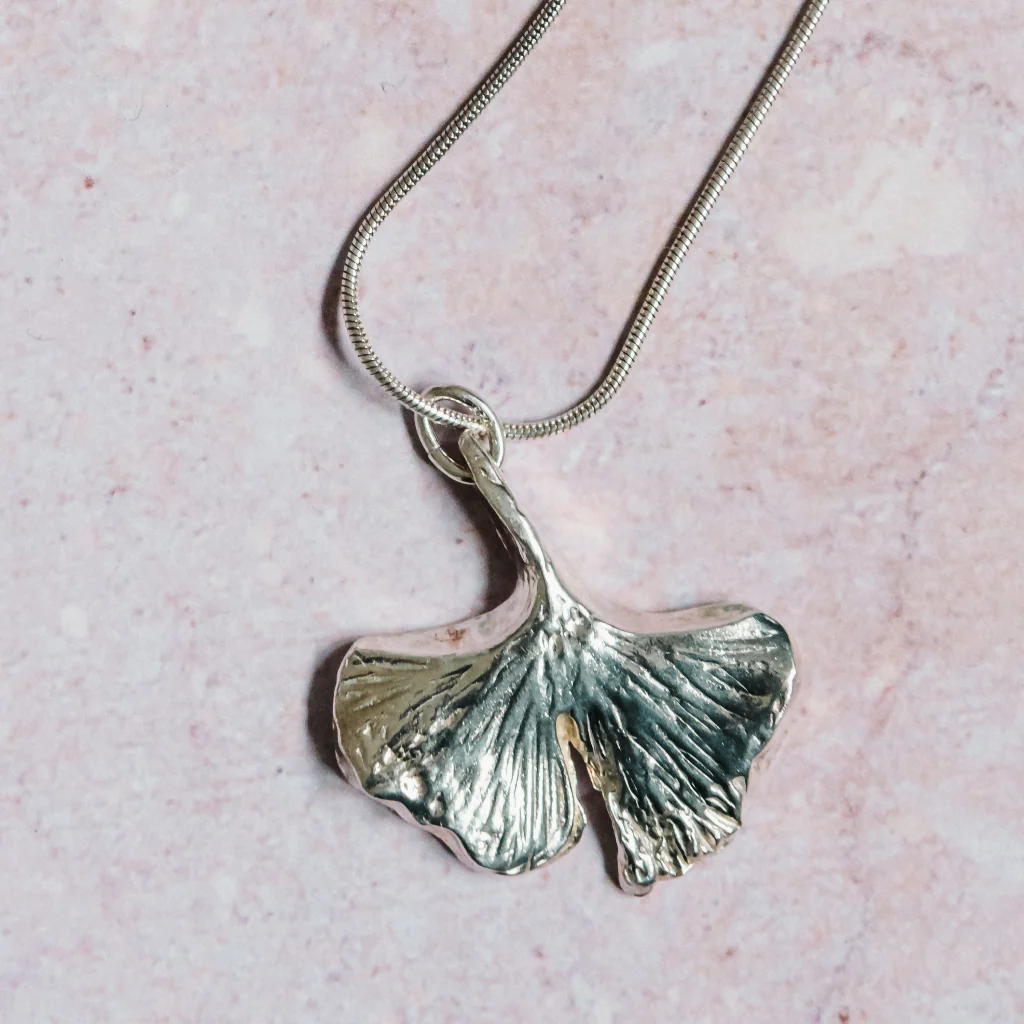Silver Ginkgo Leaf Necklace