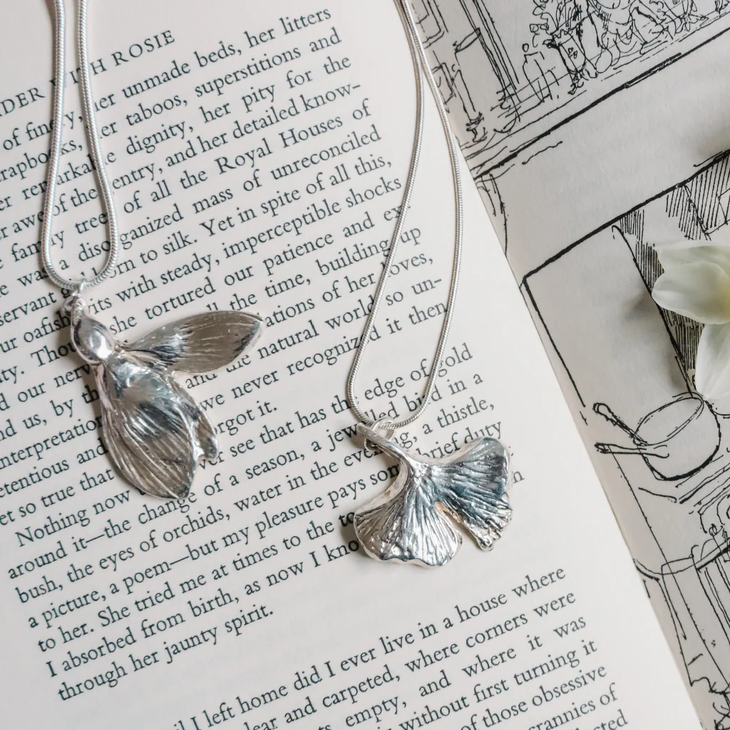 Silver Ginkgo Leaf Necklace - Image 2