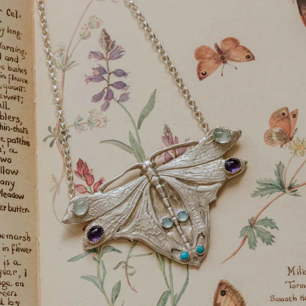Silver Luna Moth Necklace