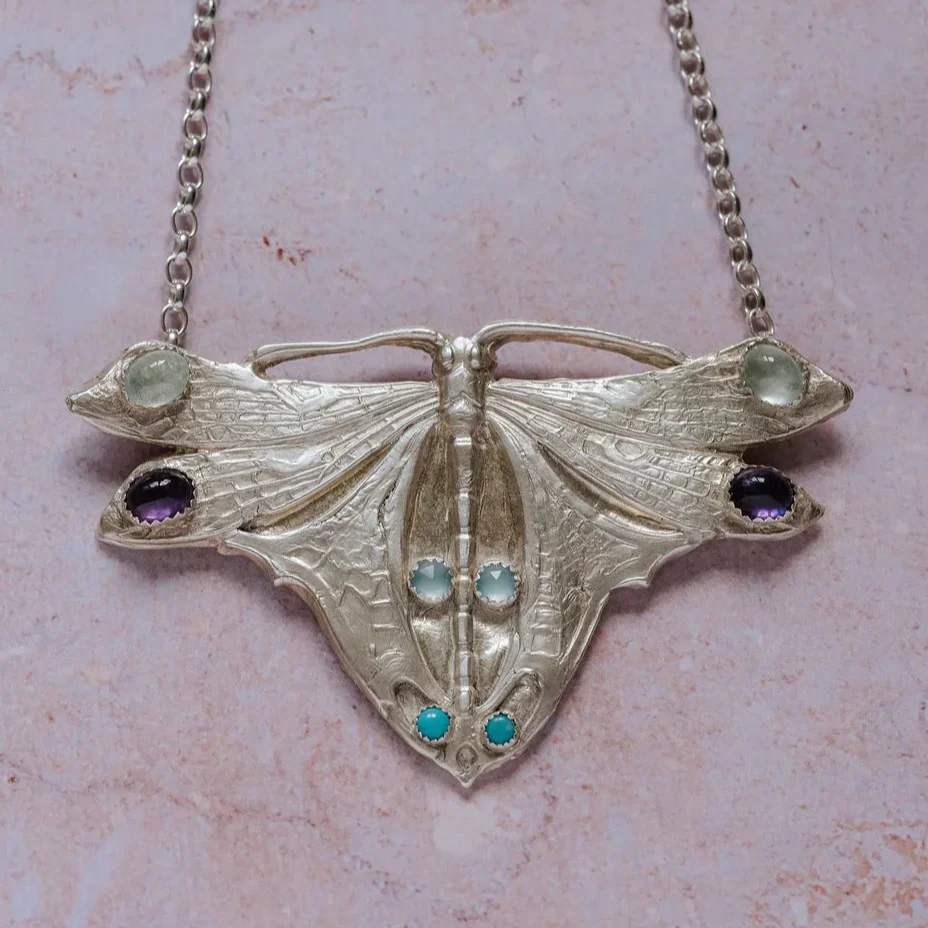 Silver Luna Moth Necklace - Image 3