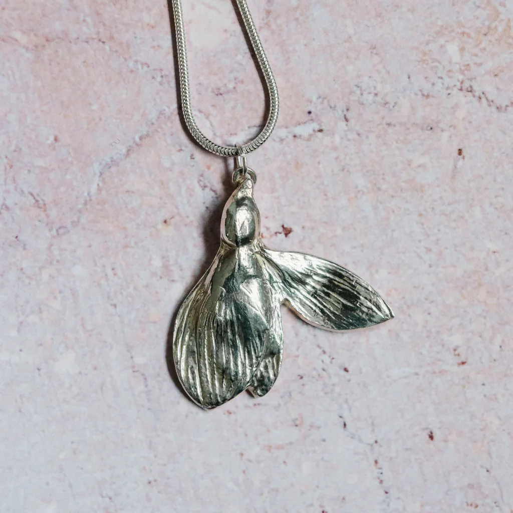 Silver Snowdrop Flower Necklace
