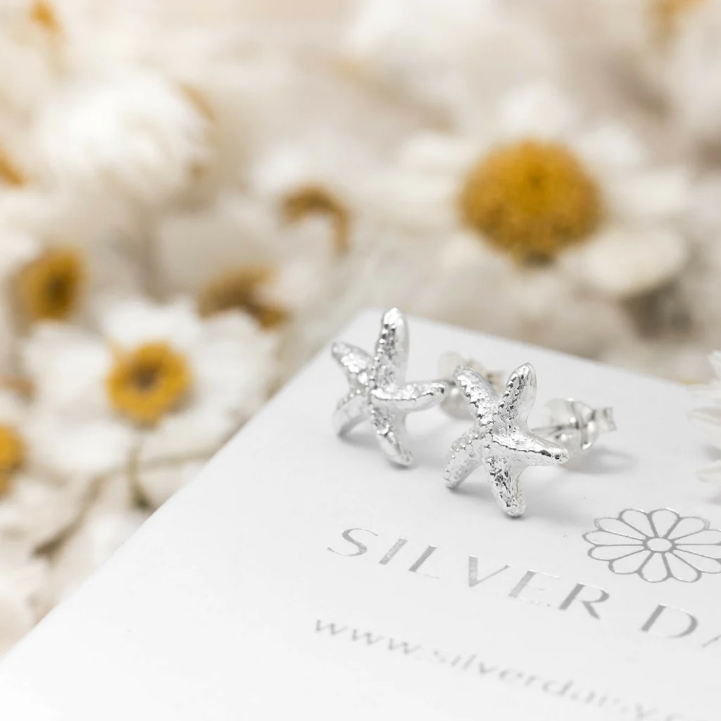 Silver Starfish Stud Earrings