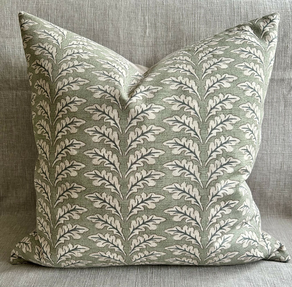 Leafy Sage Green, Linen-Backed Cushion - Image 4
