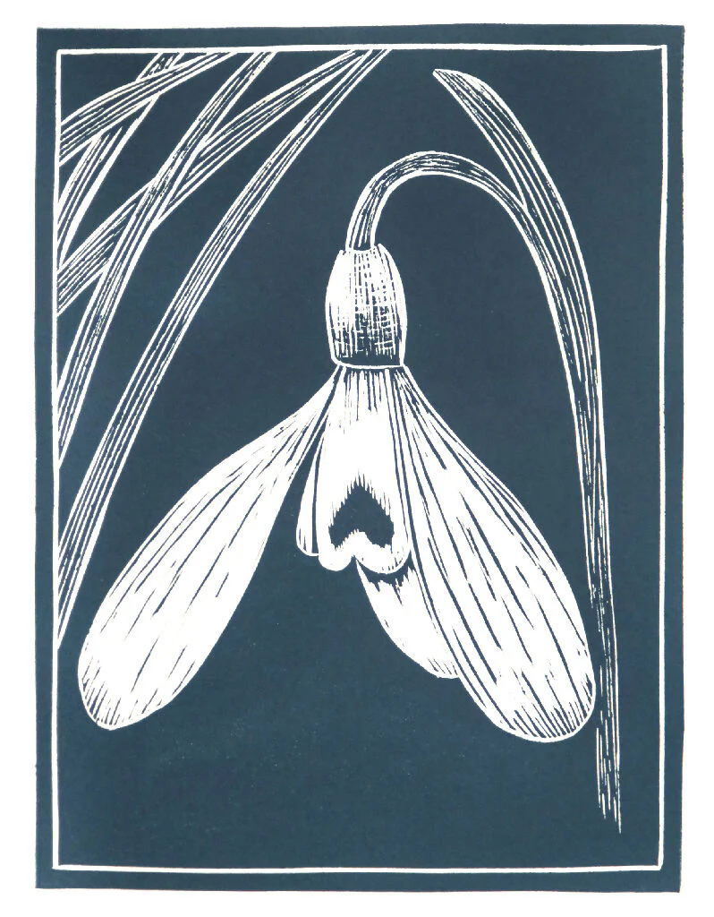 Snowdrop Detail, Limited Edition Lino Print - Image 2