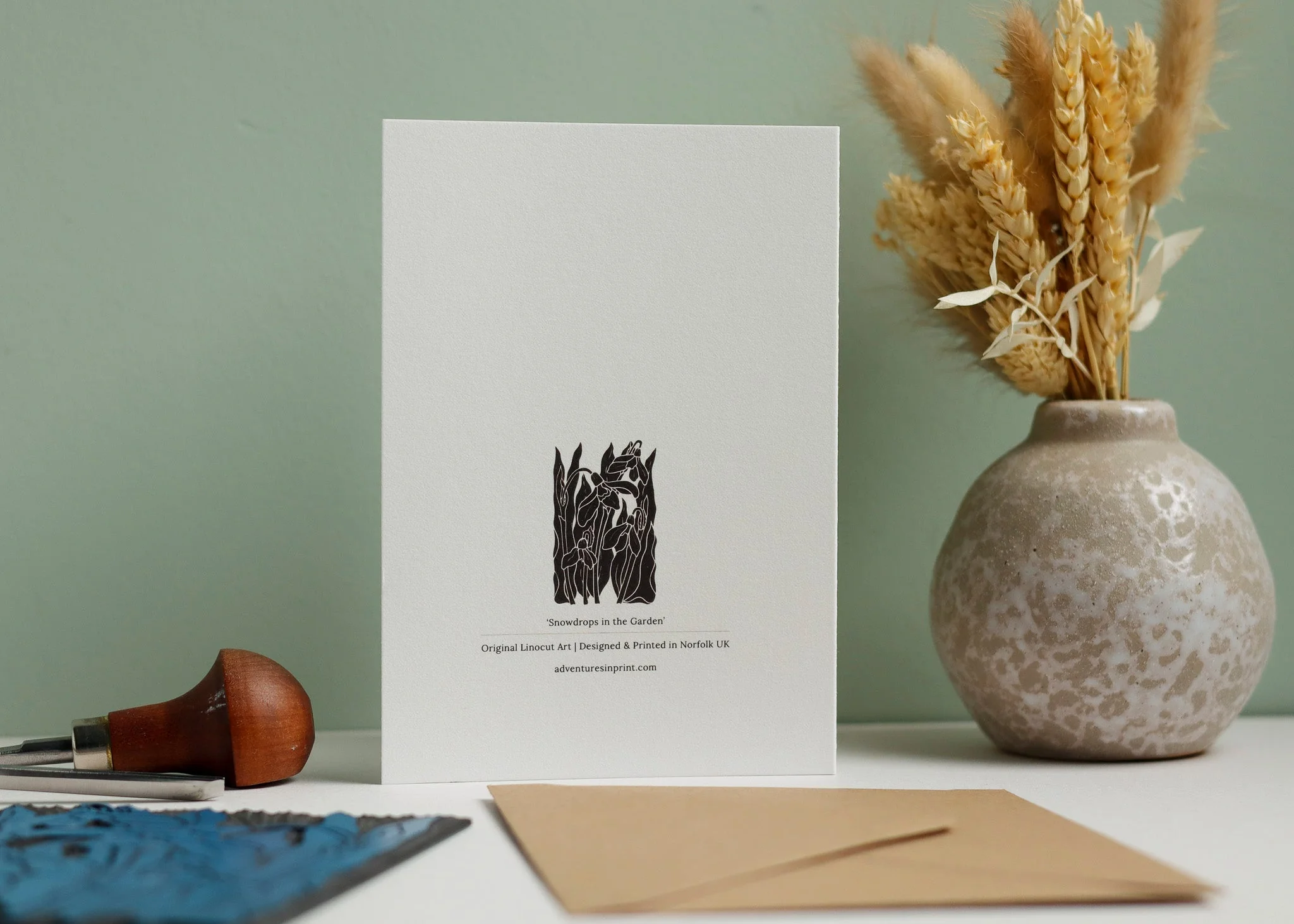 Snowdrops in the Garden Luxury Cotton Card | Single Card & Envelope - Image 2