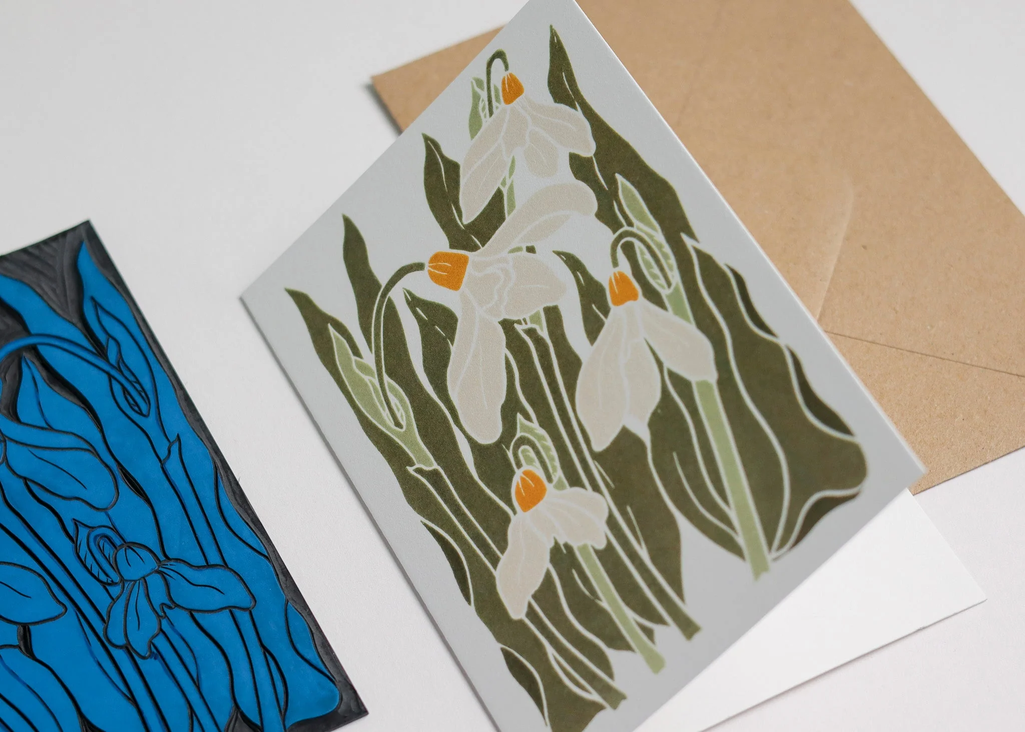 Snowdrops in the Garden Luxury Cotton Card | Single Card & Envelope - Image 6