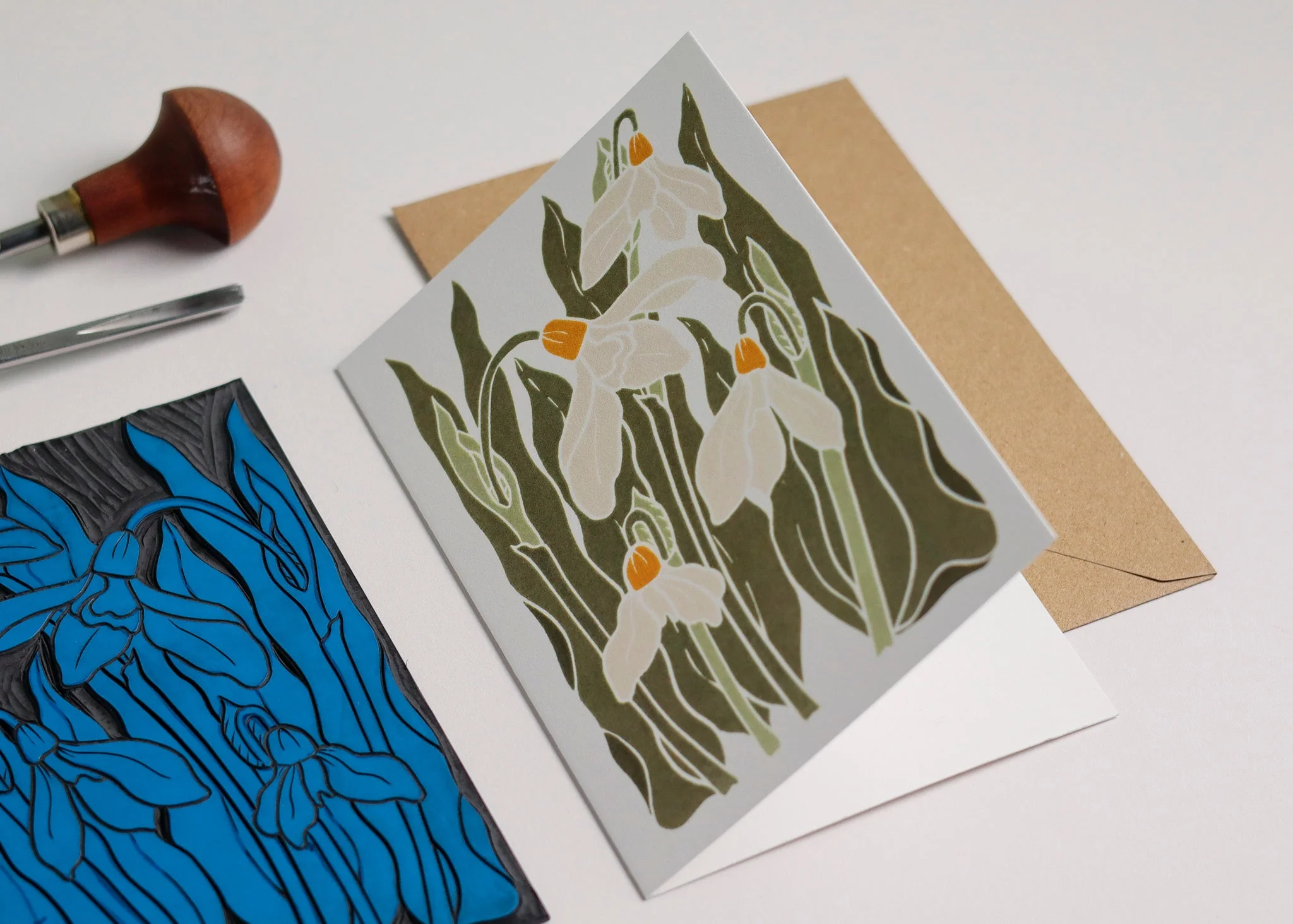 Snowdrops in the Garden Luxury Cotton Card | Single Card & Envelope - Image 8