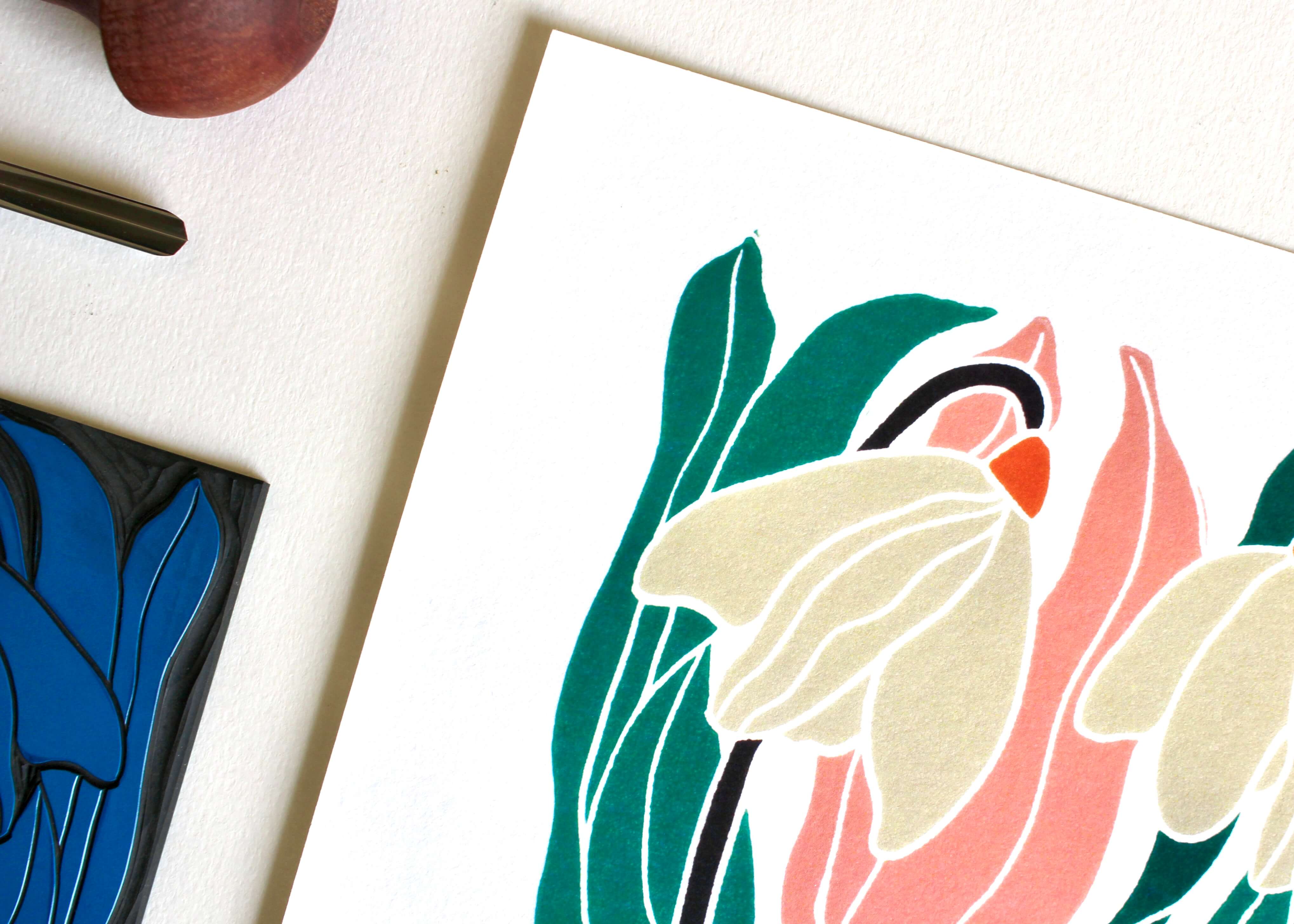 Snowdrops Linocut Art Print - Unframed A5 or A4 - Image 5