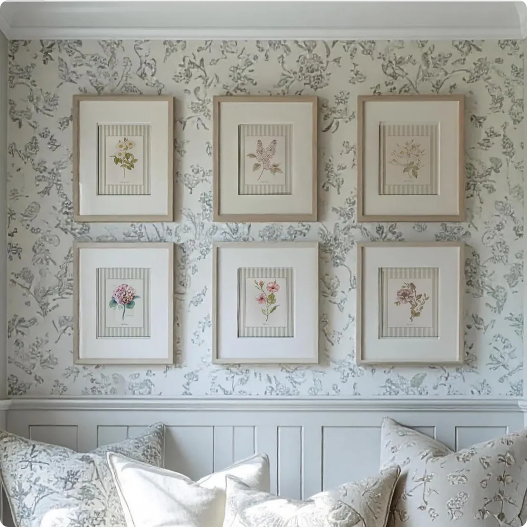 Snowdrops Watercolor Print on Striped Background - Image 3