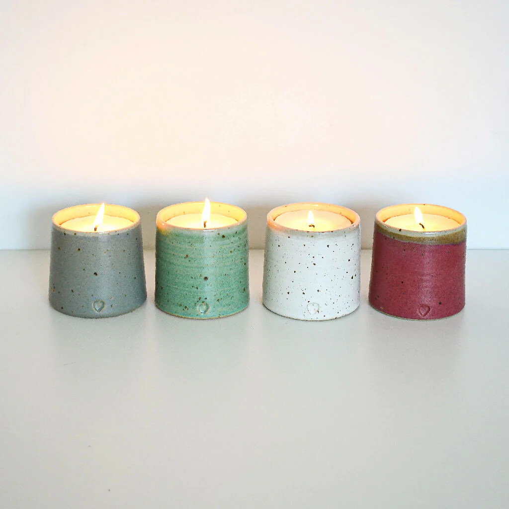 Speckled Clay Candle Pot with Refill - Satin Grey - Image 10