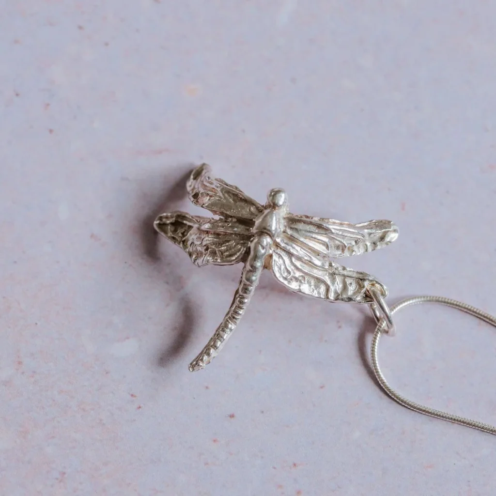 Spring Awakening Silver Dragonfly Necklace - Image 5