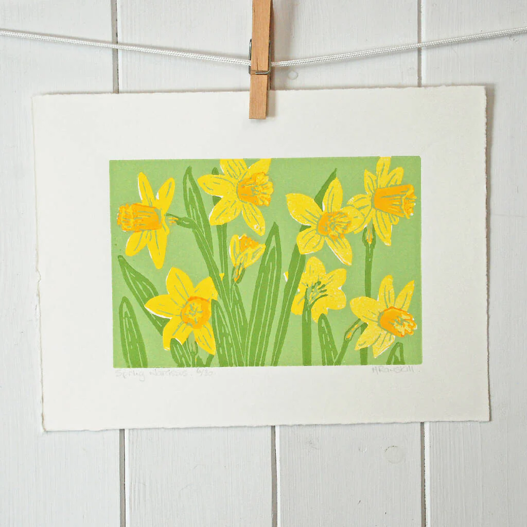 Spring Narcissus - Limited Edition - Original Linocut Print - Image 3