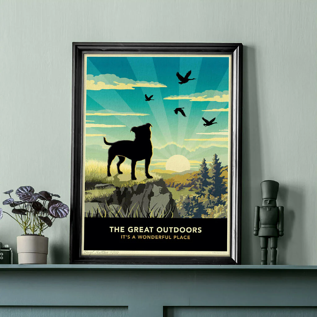 STAFFORDSHIRE BULL TERRIER 'THE GREAT OUTDOORS’ LIMITED EDITION ART PRINT - Image 3