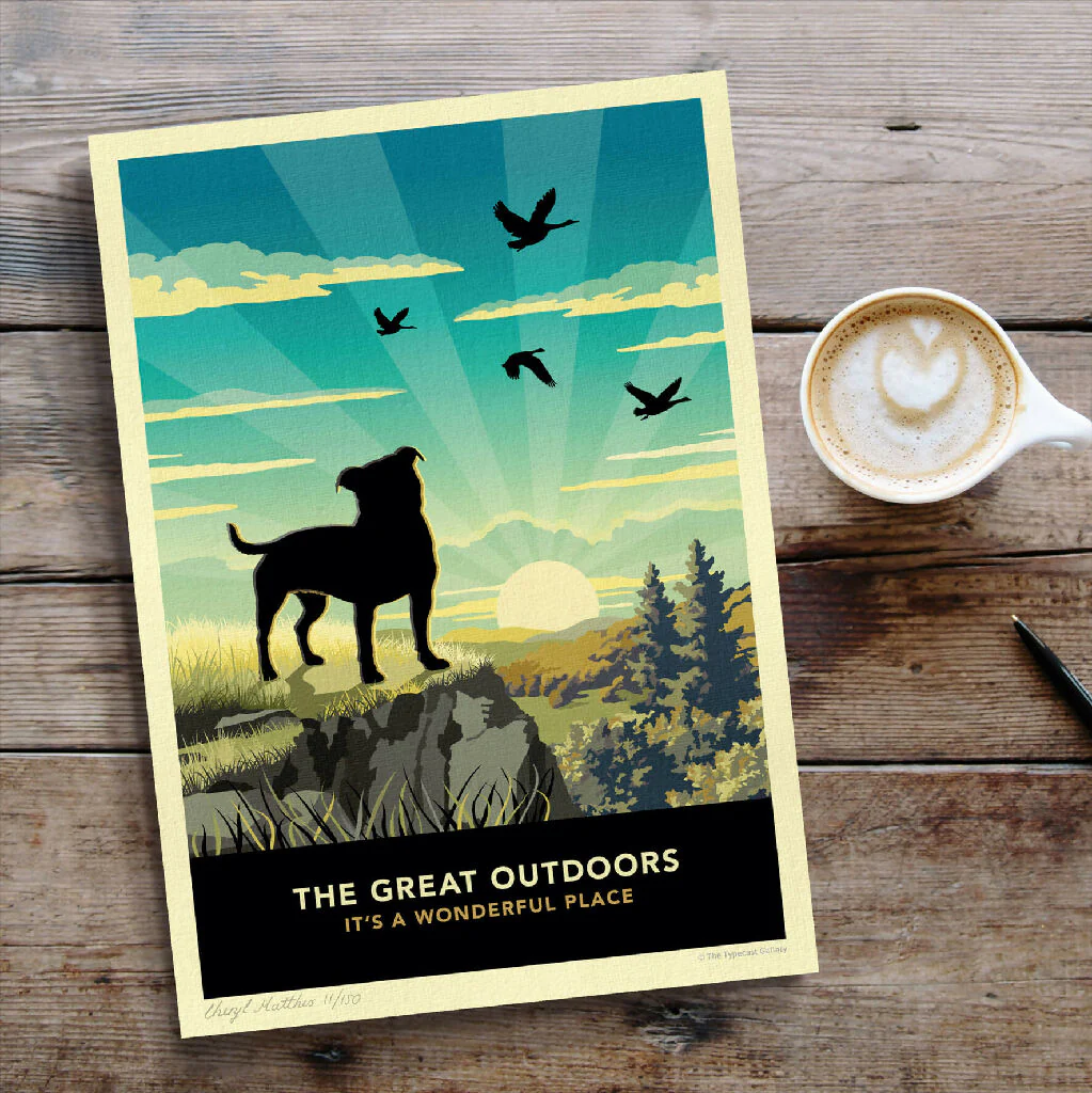 STAFFORDSHIRE BULL TERRIER 'THE GREAT OUTDOORS’ LIMITED EDITION ART PRINT - Image 5