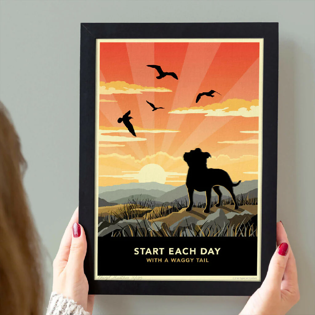 STAFFORDSHIRE BULL TERRIER ‘WAGGY TAILS’ LIMITED EDITION ART PRINT - Image 4