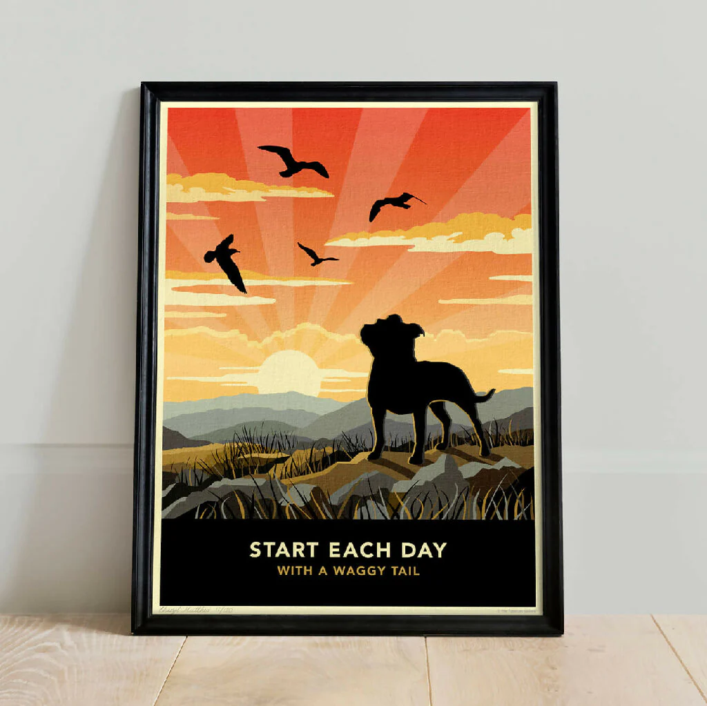 STAFFORDSHIRE BULL TERRIER ‘WAGGY TAILS’ LIMITED EDITION ART PRINT - Image 6