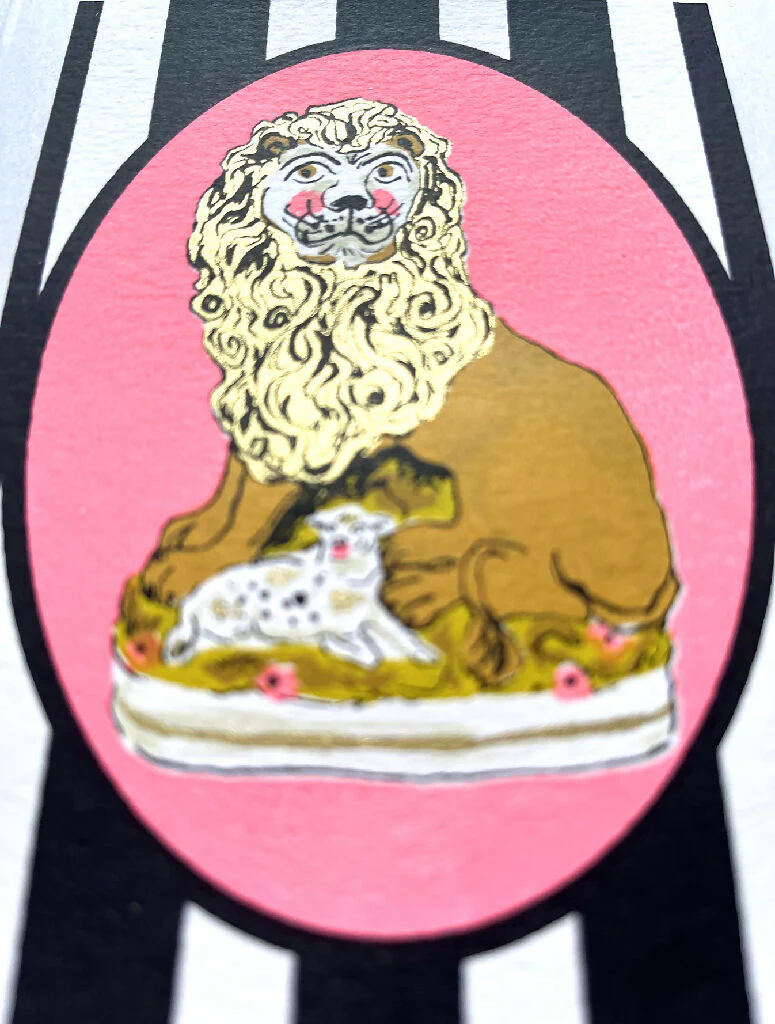 Staffordshire Lion Hand Screenprinted Card - Image 5