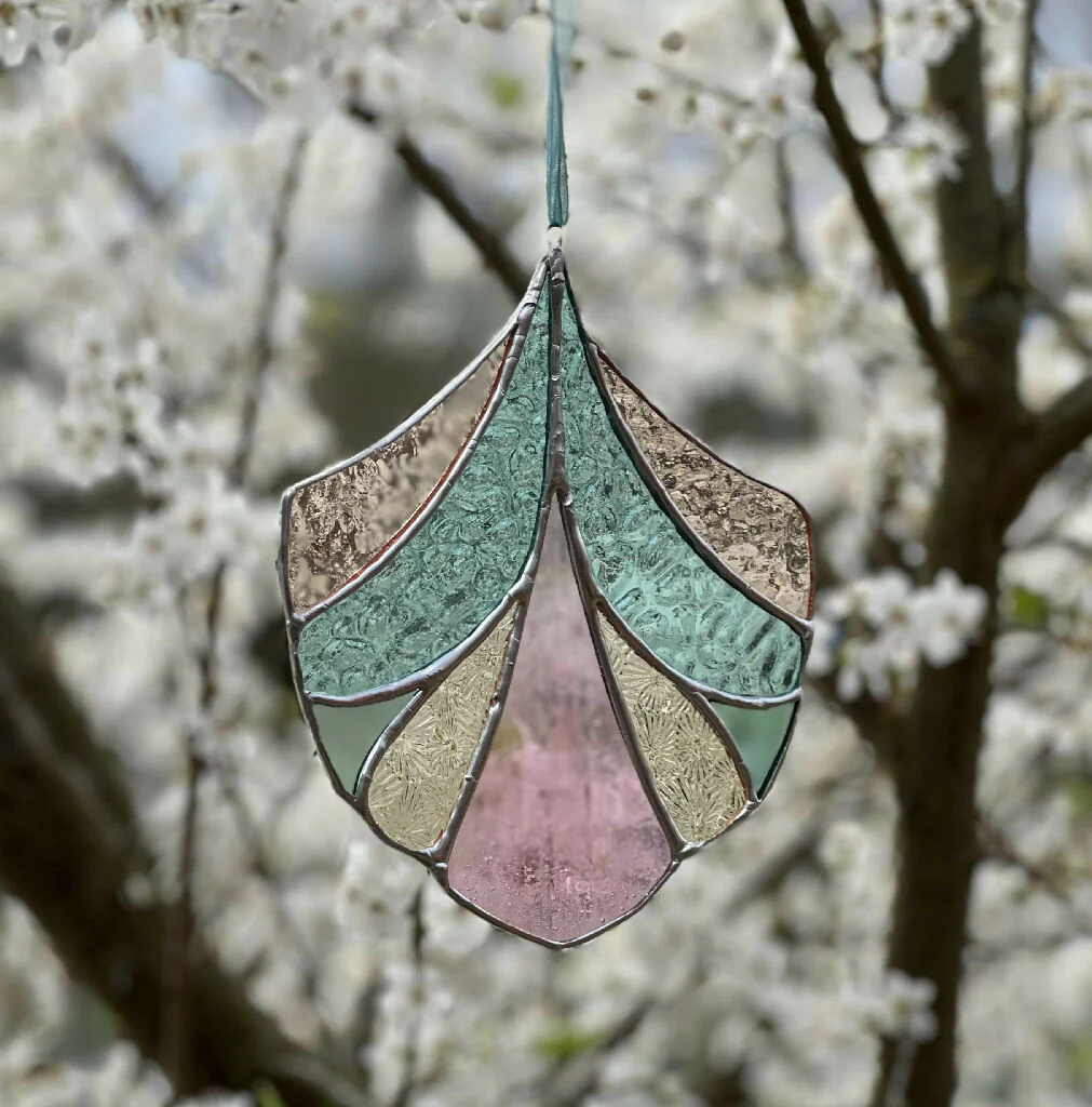 Stained Glass Art Deco Suncatcher Decoration in Delicate Pastel