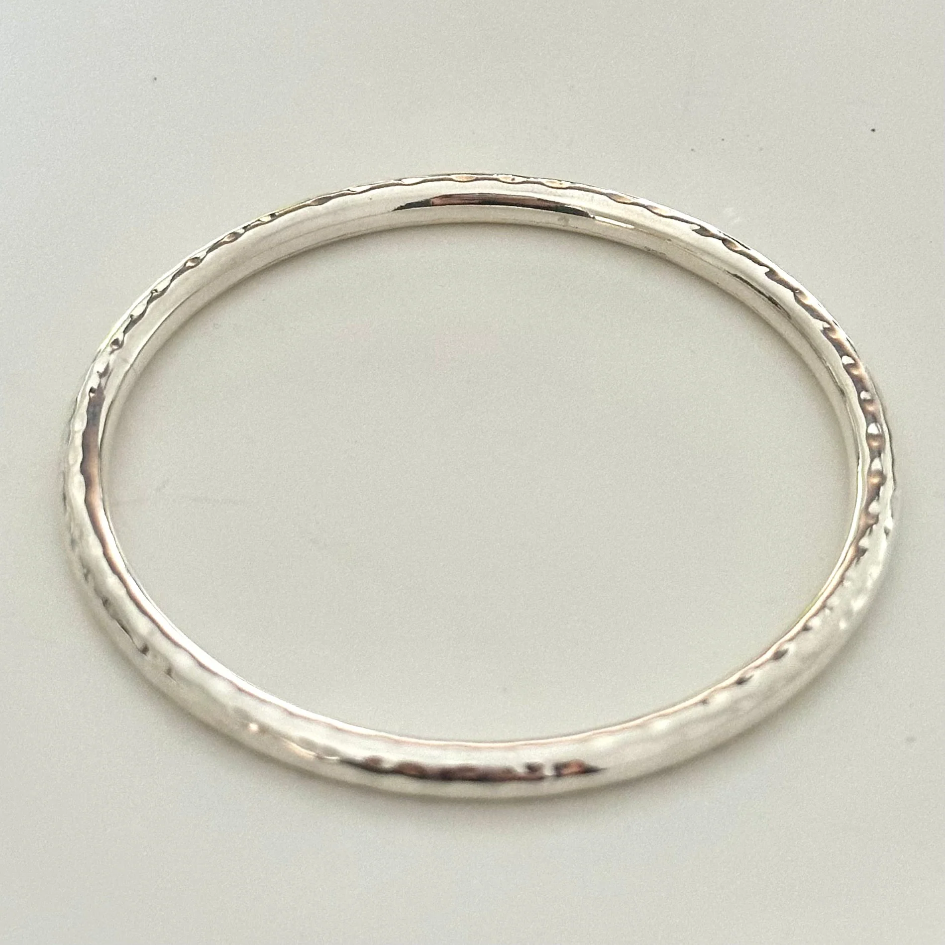 Sterling Silver Narrow Hammered Bangle - Image 3