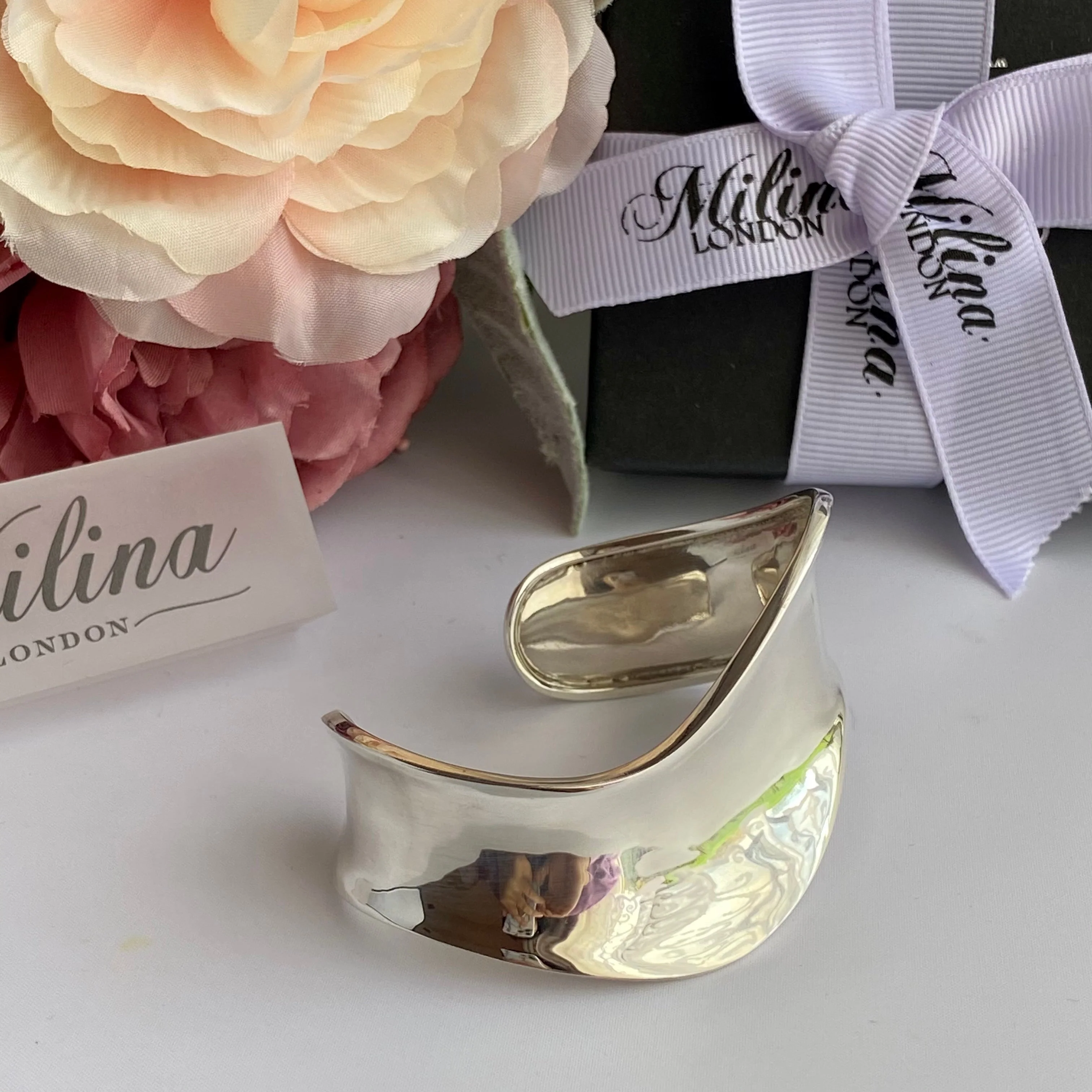 Sterling Silver Wave Cuff Bracelet - Image 5