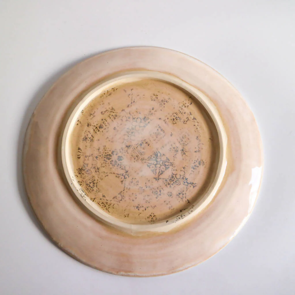 Stoneware Clay Plate In Pink Watercolour Design - Image 9