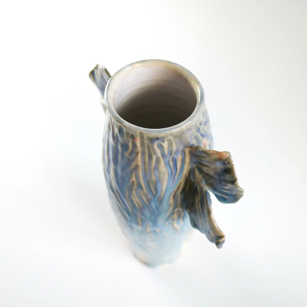 Stoneware Clay Vase in Ripple Design - Image 10