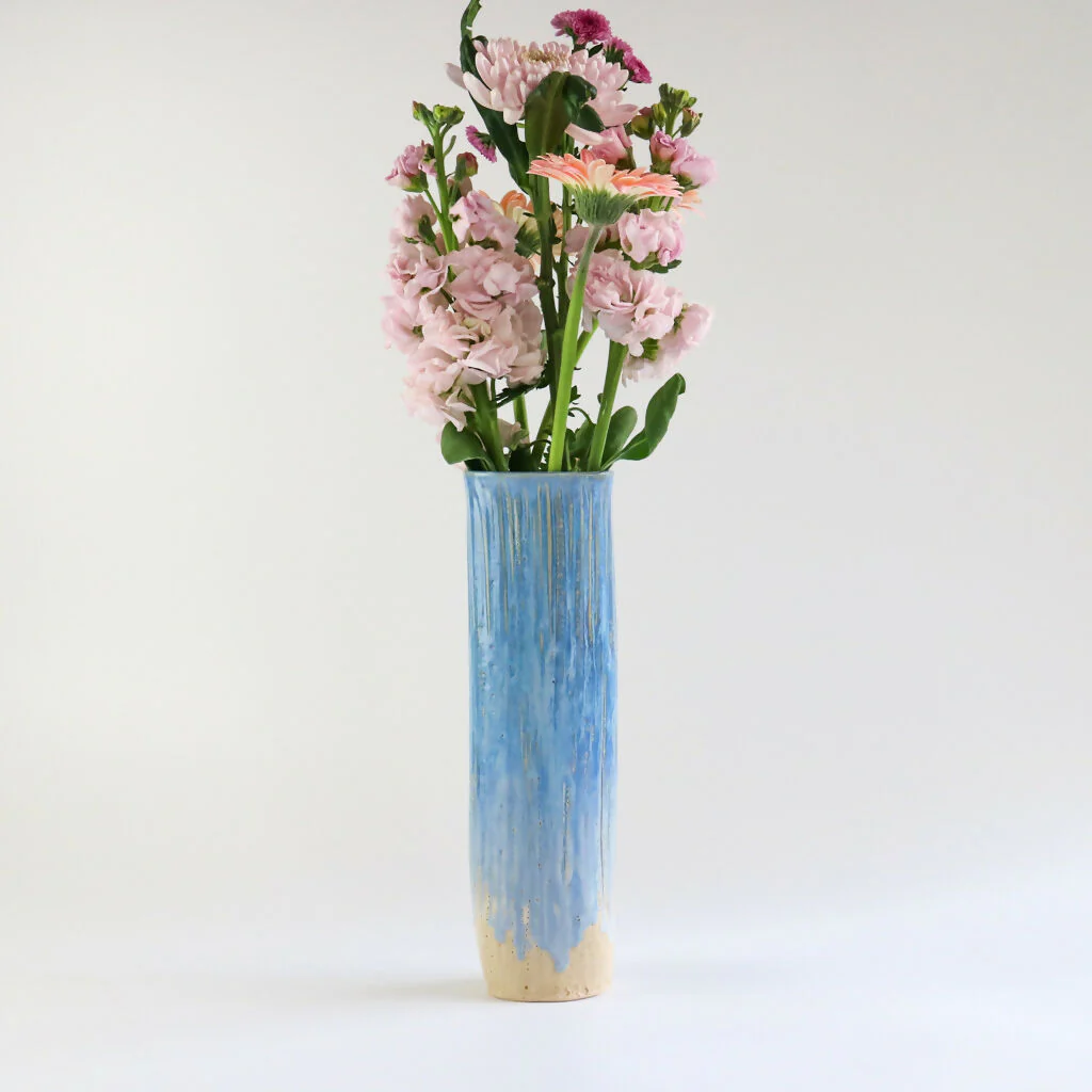 Stoneware Squish Vase in Surf Blue Glaze - Image 7