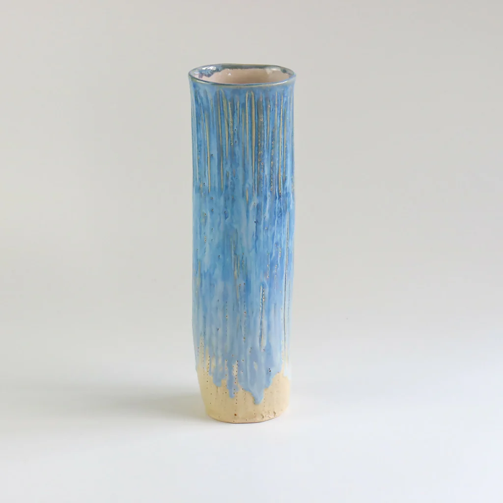 Stoneware Squish Vase in Surf Blue Glaze - Image 8
