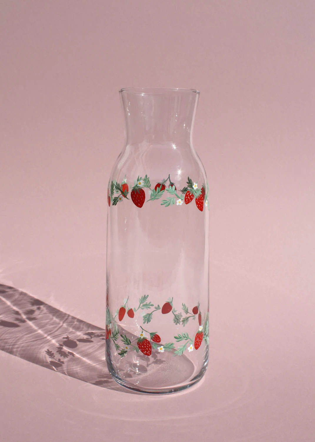 Strawberry glass carafe
