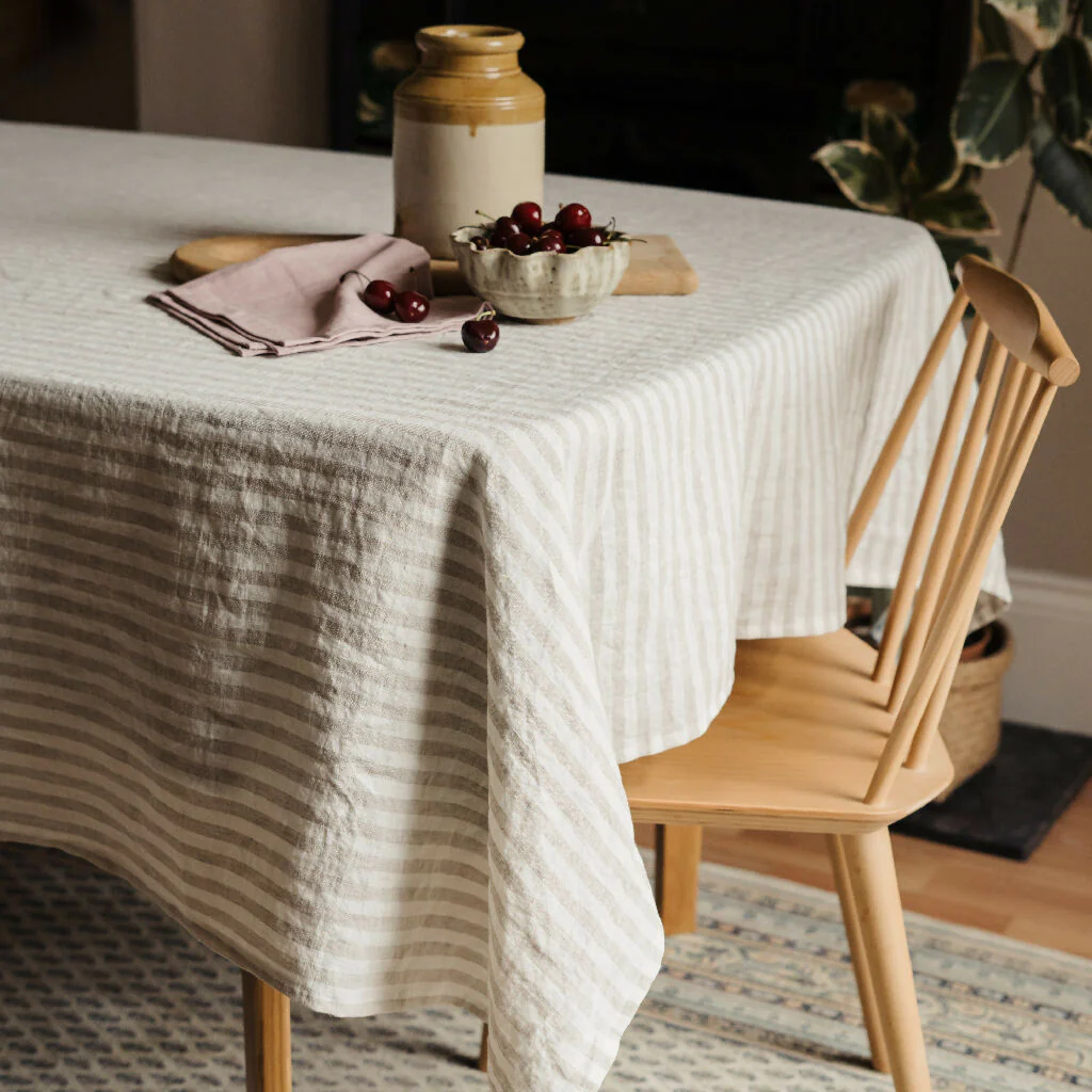 Striped Linen Tablecloth