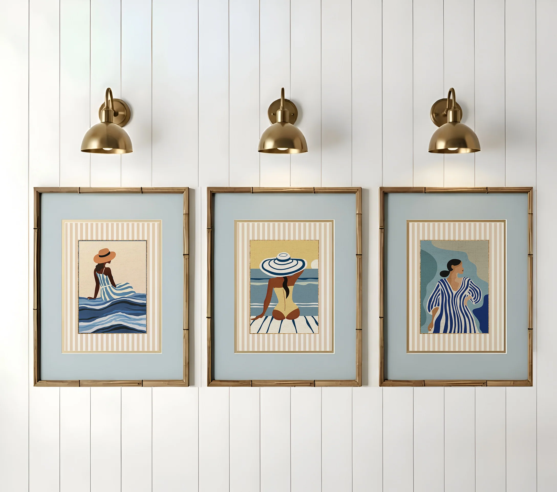 Summer Prints Gallery Set of 3 Cote d' Azur Artwork Beach House Collection - Image 3