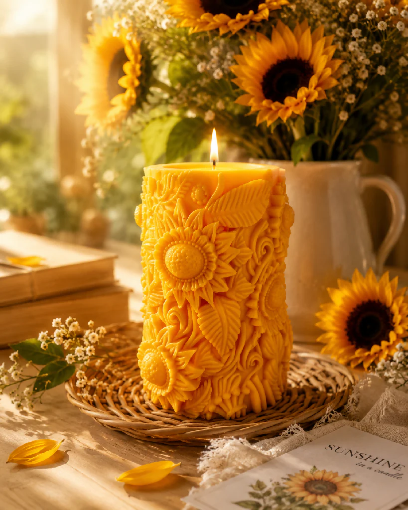 Sunflower Scented Sculptured Candle - Image 2