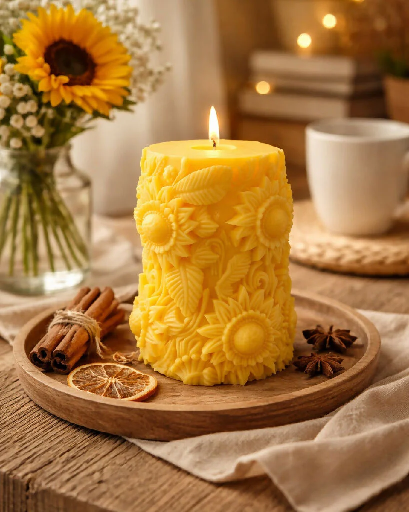 Sunflower Scented Sculptured Candle - Image 3