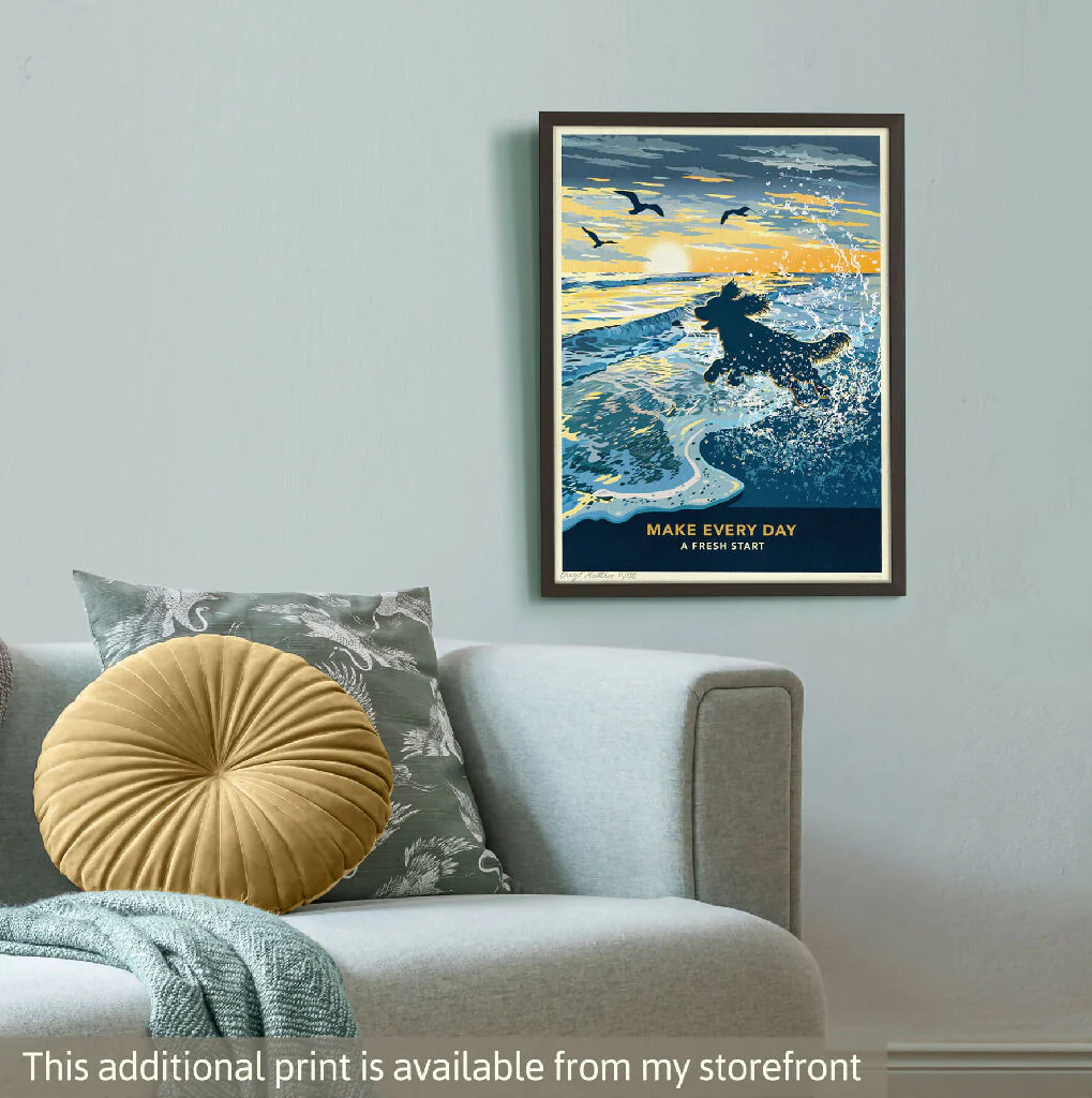 SPANIEL 'SUNSET ON THE BEACH' LIMITED EDITION ART PRINT - Image 10