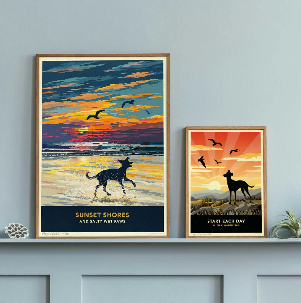 WHIPPET OR GREYHOUND 'SUNSET ON THE BEACH' LIMITED EDITION ART PRINT - Image 5
