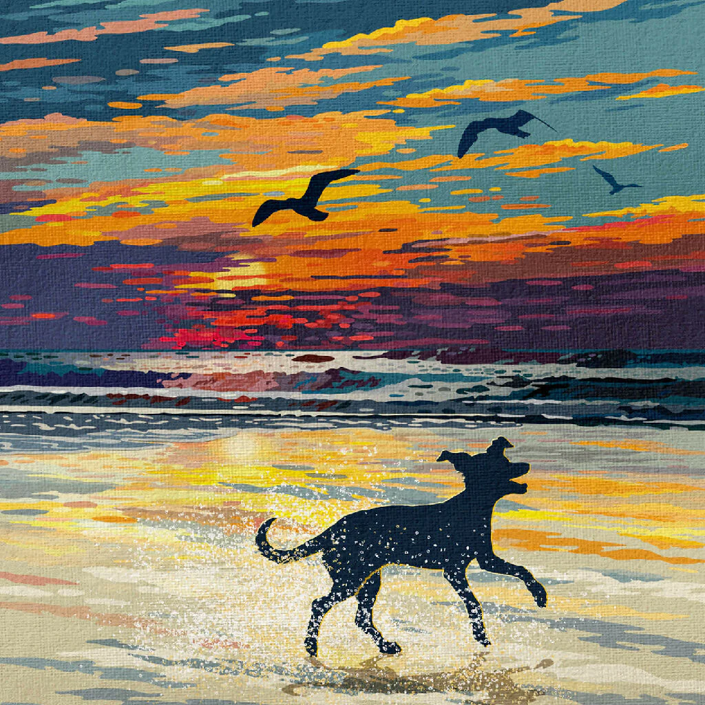 WHIPPET OR GREYHOUND 'SUNSET ON THE BEACH' LIMITED EDITION ART PRINT - Image 7