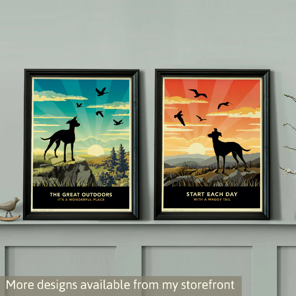 WHIPPET OR GREYHOUND 'SUNSET ON THE BEACH' LIMITED EDITION ART PRINT - Image 8