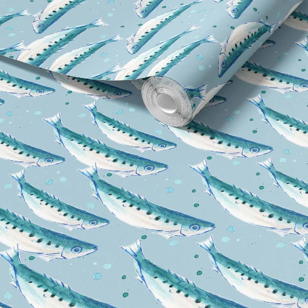 Swimming Sardines Coastal Wallpaper: Available in Five Colours - Image 5