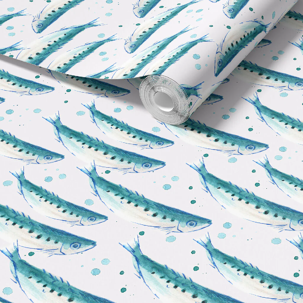 Swimming Sardines Coastal Wallpaper: Available in Five Colours - Image 6