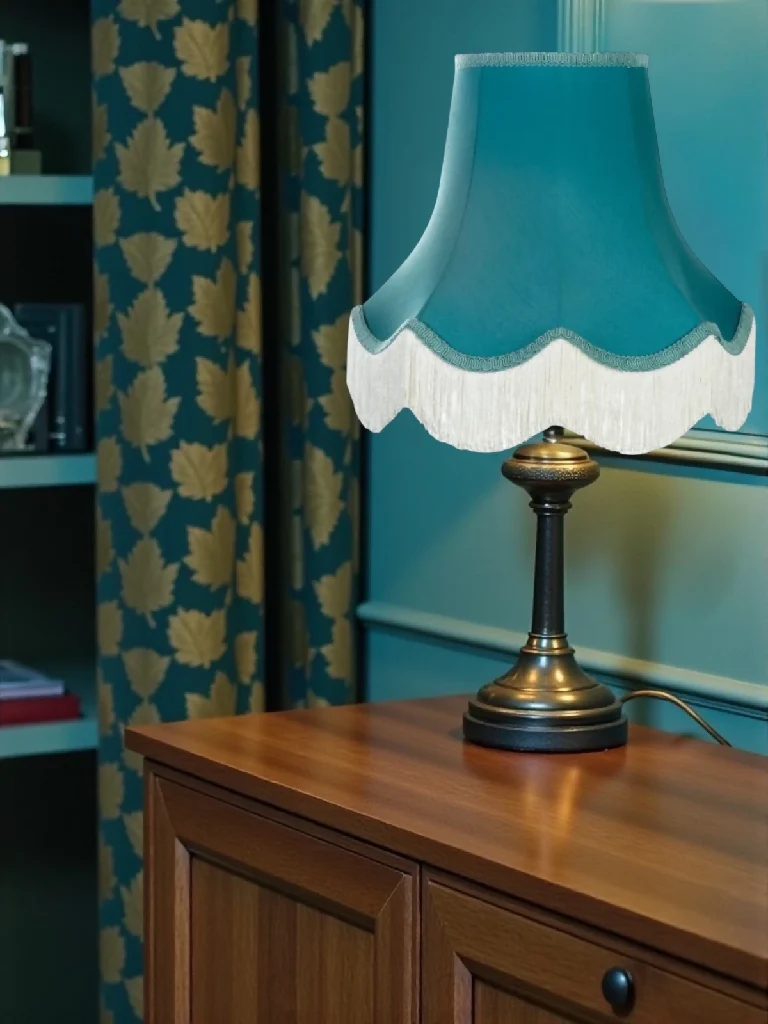 Teal blue fabric lampshades - Available in 8 sizes - Image 3