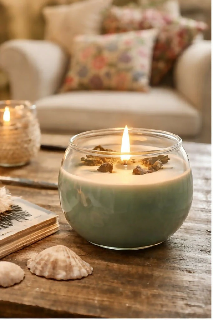 Teal Sea Kelp & Driftwood Scented Bowl Candle - Image 4
