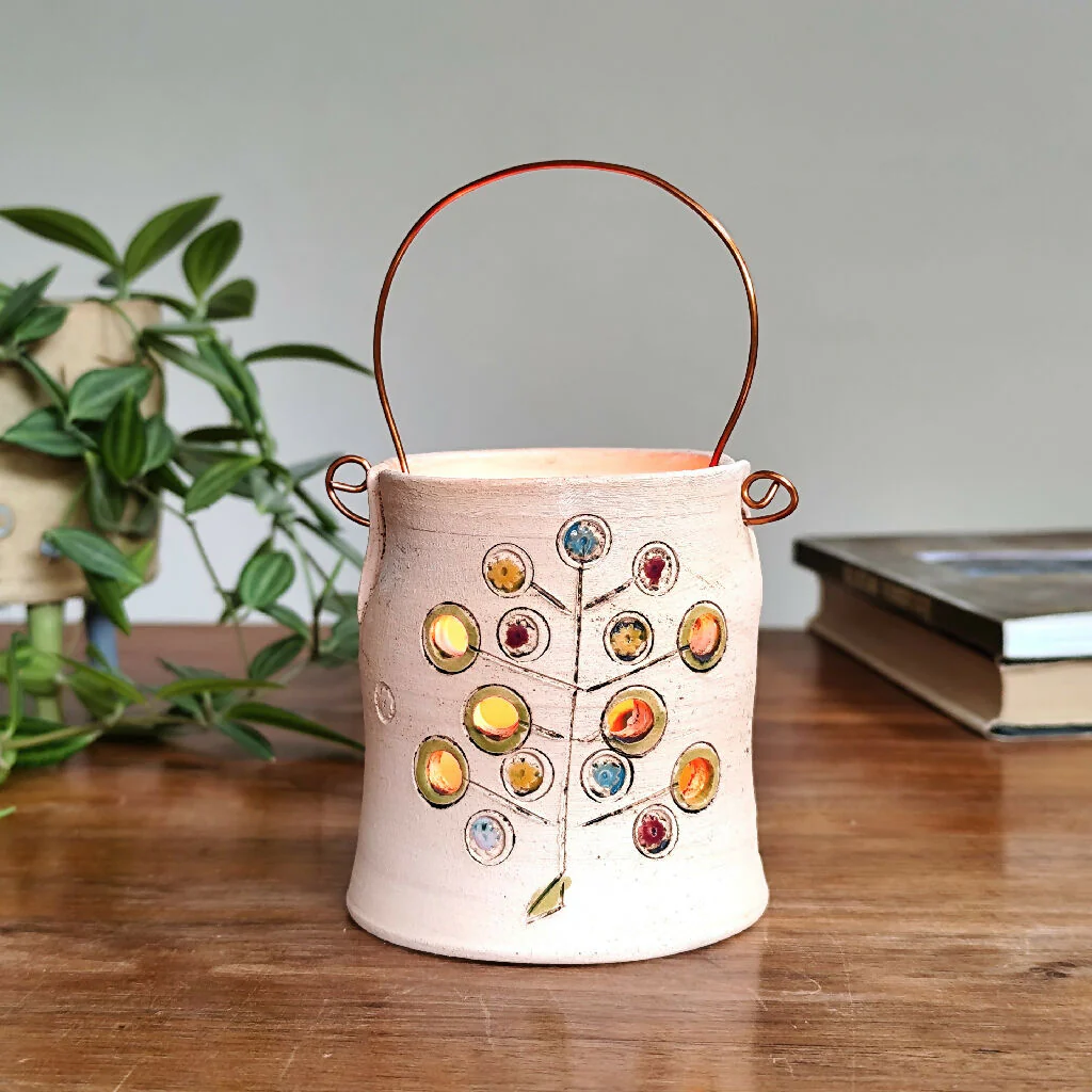 Tealight Holder Colourful Flower Tree With Copper Wire - Image 2