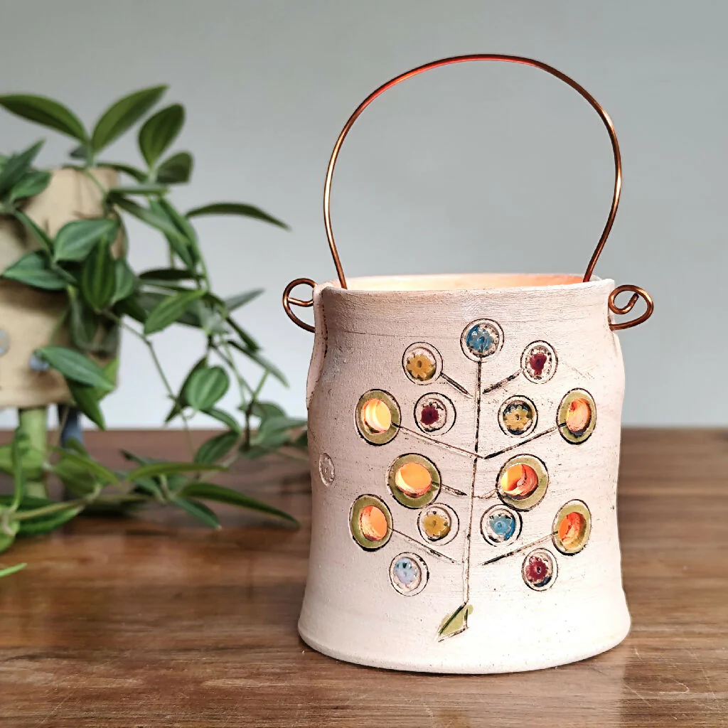 Tealight Holder Colourful Flower Tree With Copper Wire - Image 3
