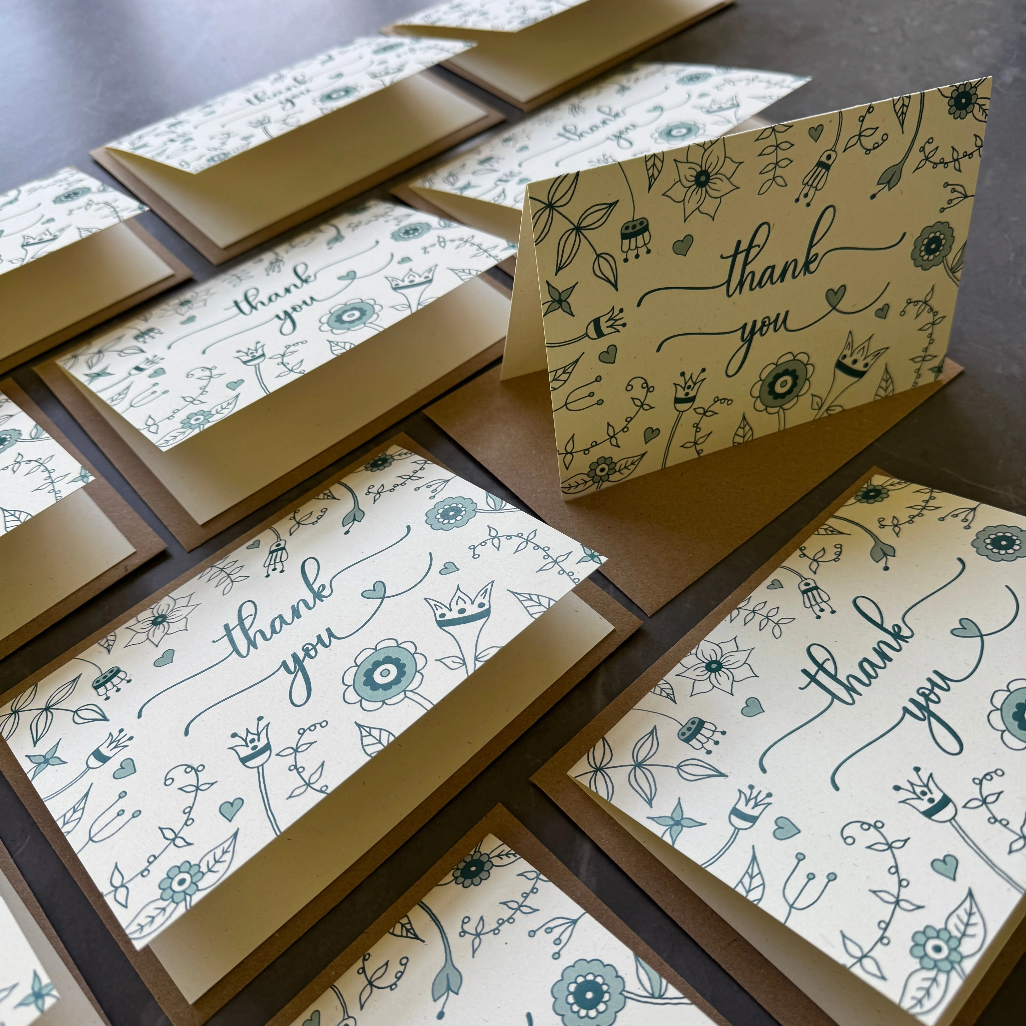 Thank You Note Cards - Teal Florals - Image 6
