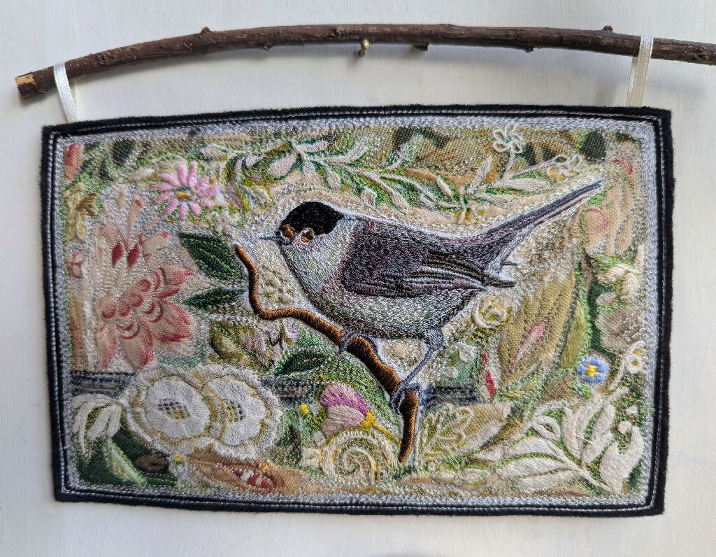 The Blackcap - Textile Embroidery hanging - Image 2