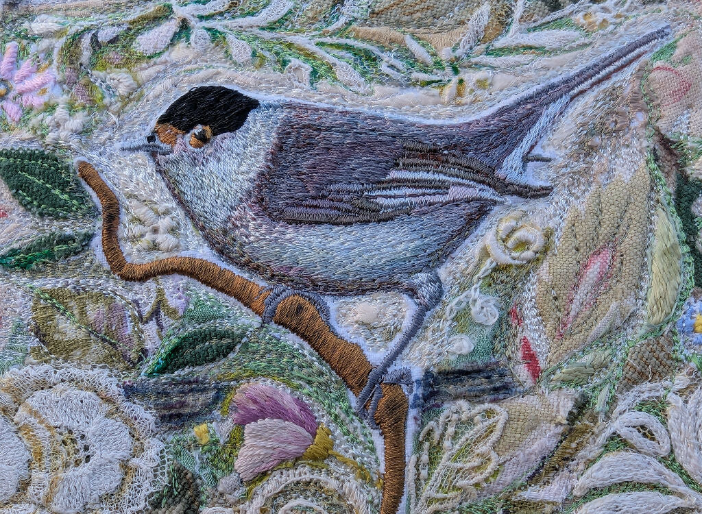 The Blackcap - Textile Embroidery hanging - Image 3