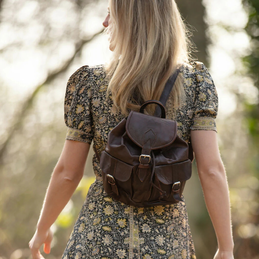 The Larache Small Rucksack in Dark Brown